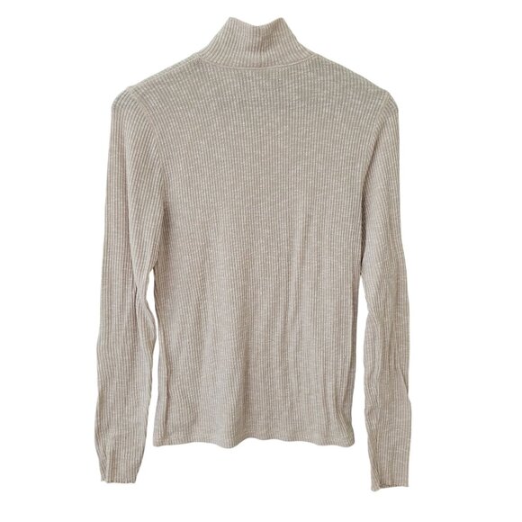 Abercrombie & Fitch A&F Slim Ribbed Turtleneck Sweater Top Womens Size L Beige - Picture 2 of 6